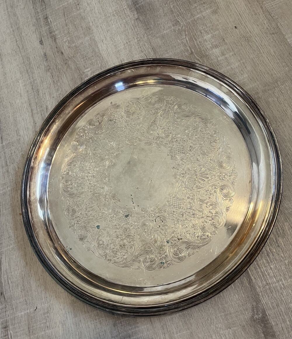 VTG International Silver Co. Silver Plated Serving Tray Floral Etched